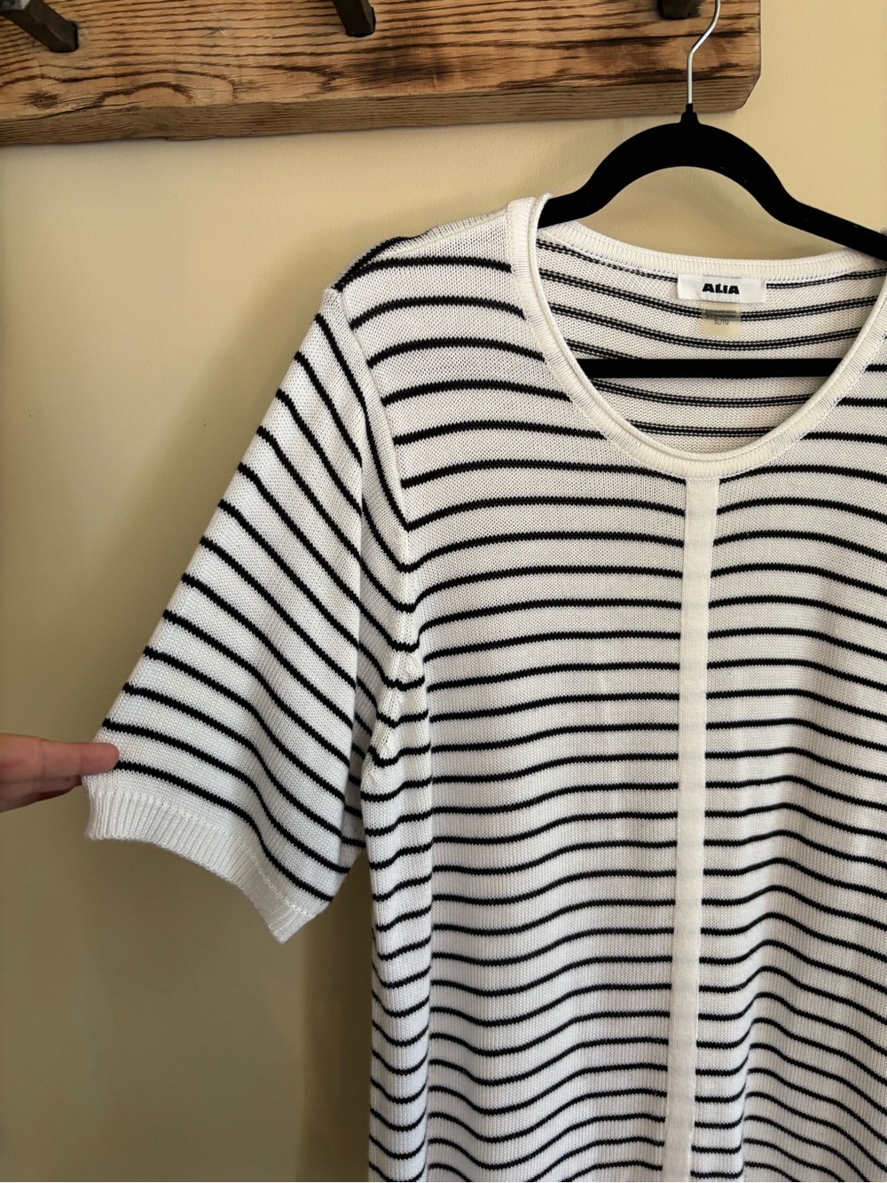 167.) Alia / Black & White Striped / Crewneck Knit Top